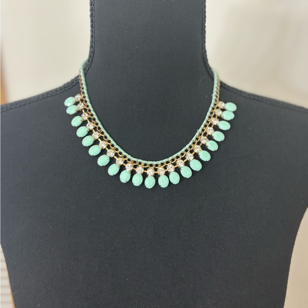 Mint Green Rhinestone Necklace - Picture 6 of 7